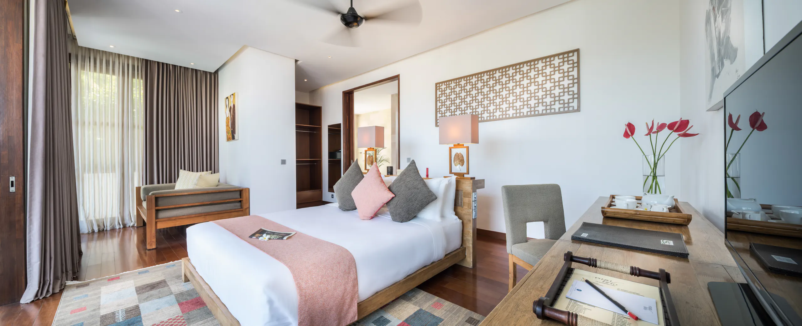 Master Suite II at Casa Brio, the king bed and a writing desk under the window